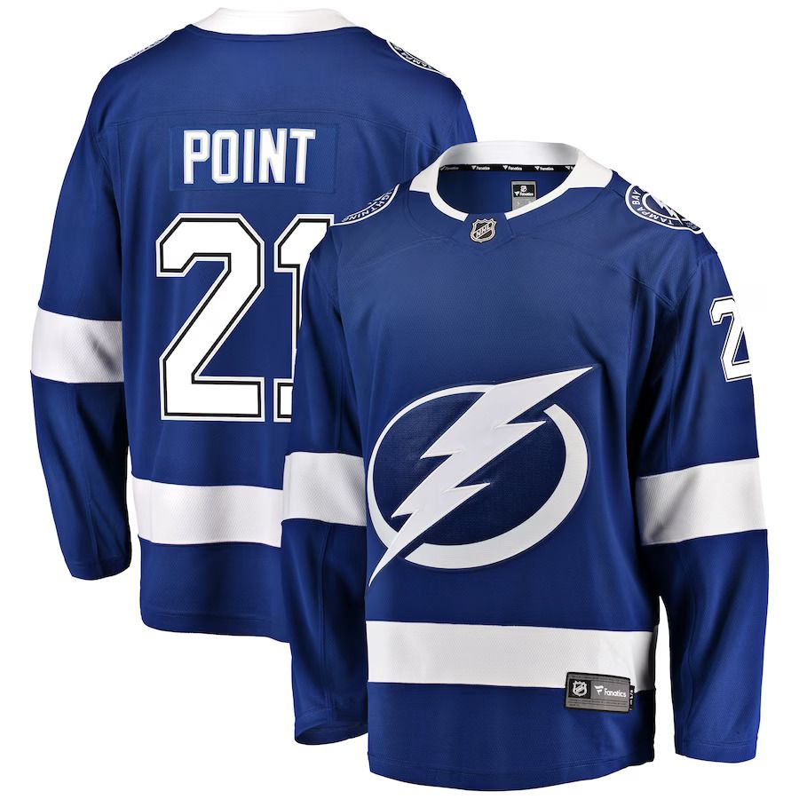 Men Tampa Bay Lightning 21 Brayden Point Fanatics Branded Blue Home Breakaway Player NHL Jersey